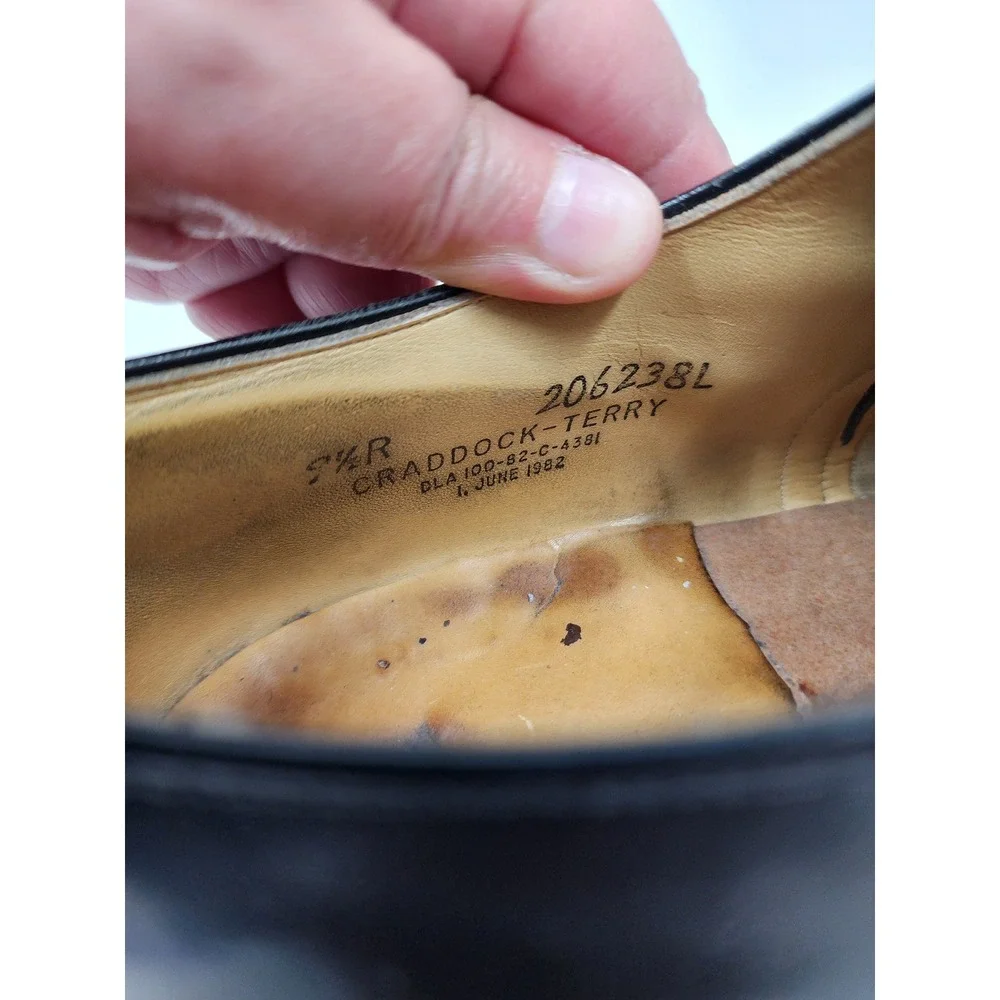 Vintage 1982 Craddock-Terry US MilitaryDress ShoesMens 9.5 R Black Leather Derby